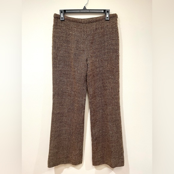 Valentino Tweed Wool Wide Leg Trousers